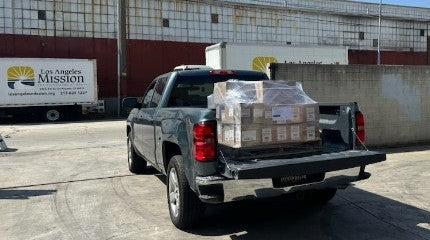 Image of Giovanni product delivery to warehouse of L.A. Mission