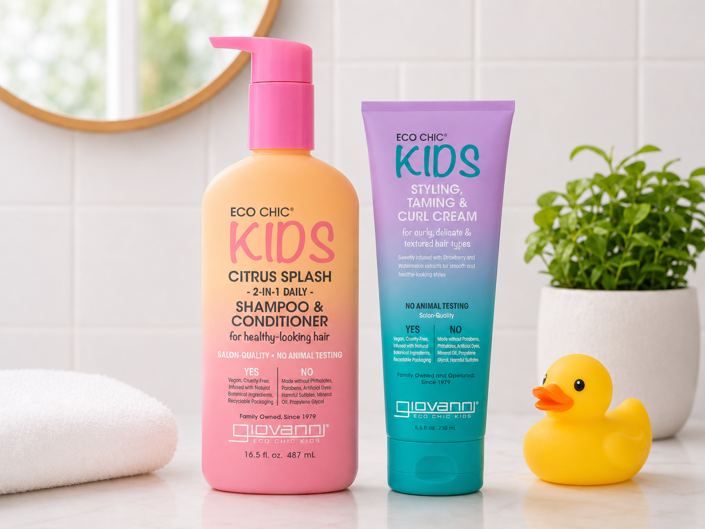 Giovanni KIDS citrus splash 2-in-1 shampoo & conditioner and styling and taming curl cream