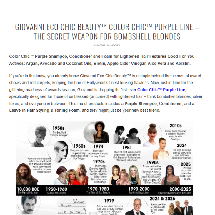 Groomed LA- Giovanni Eco Chic Beauty Color Chic Purple Line