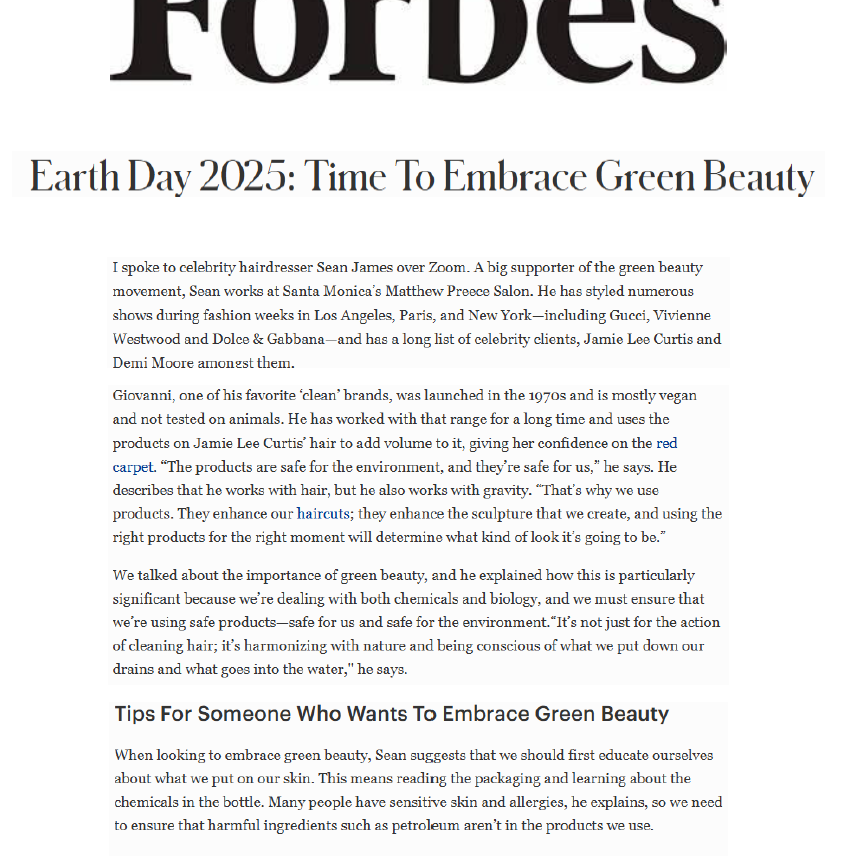 Forbes- Earth Day 2025: Time To Embrace Green Beauty