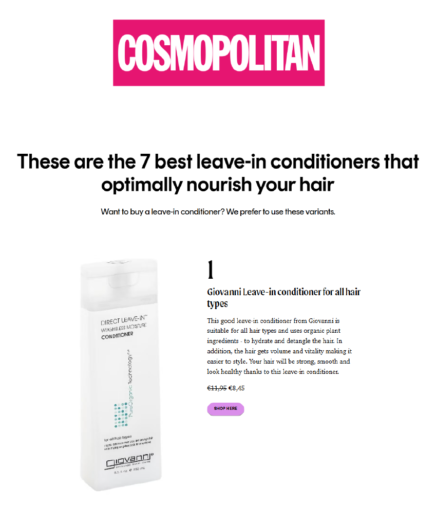 COSMOPOLITAN- 7 Best Leave-In Conditioners That Optimally Nourish Your Hair