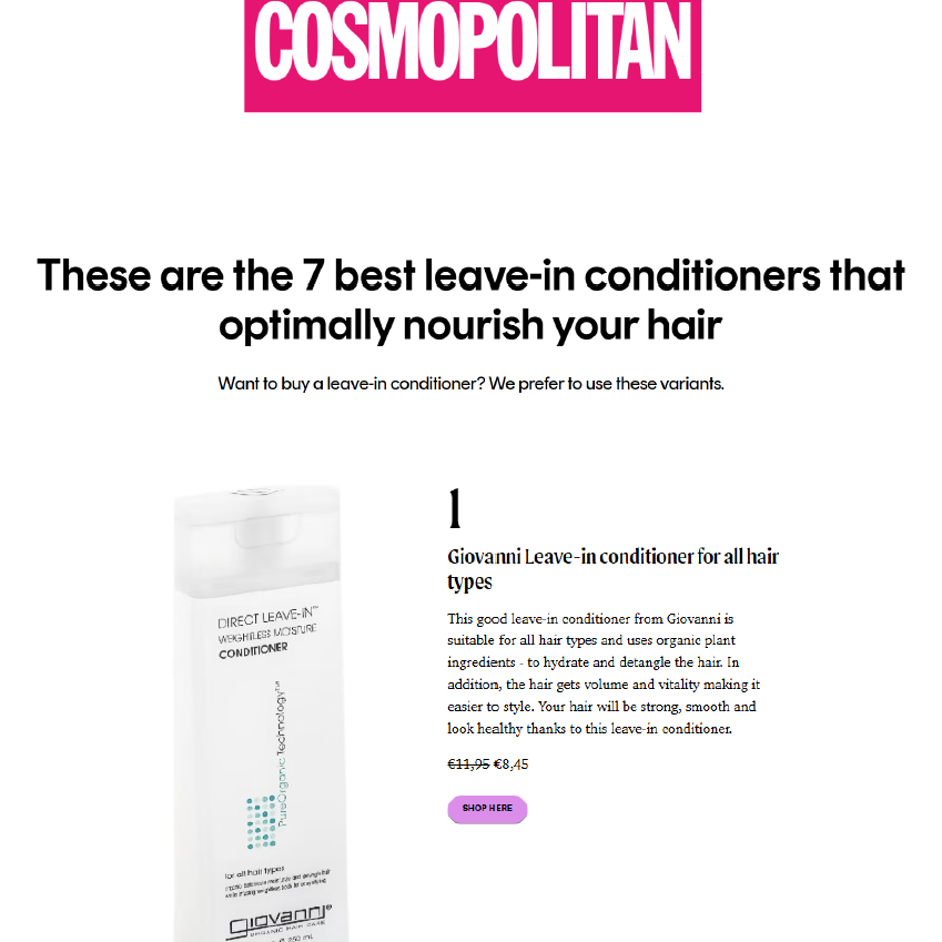 COSMOPOLITAN- 7 Best Leave-In Conditioners That Optimally Nourish Your Hair
