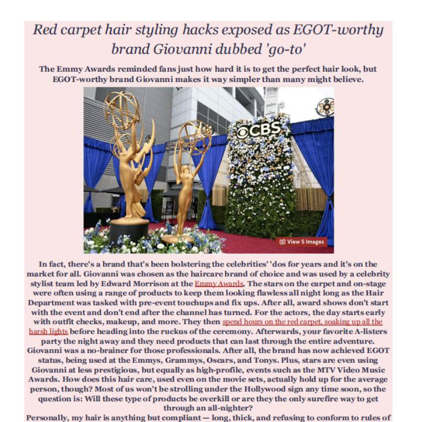 The Mirror- Red carpet hair styling hacks exposed as EGOT-worthy brand Giovanni dubbed 'go-to'