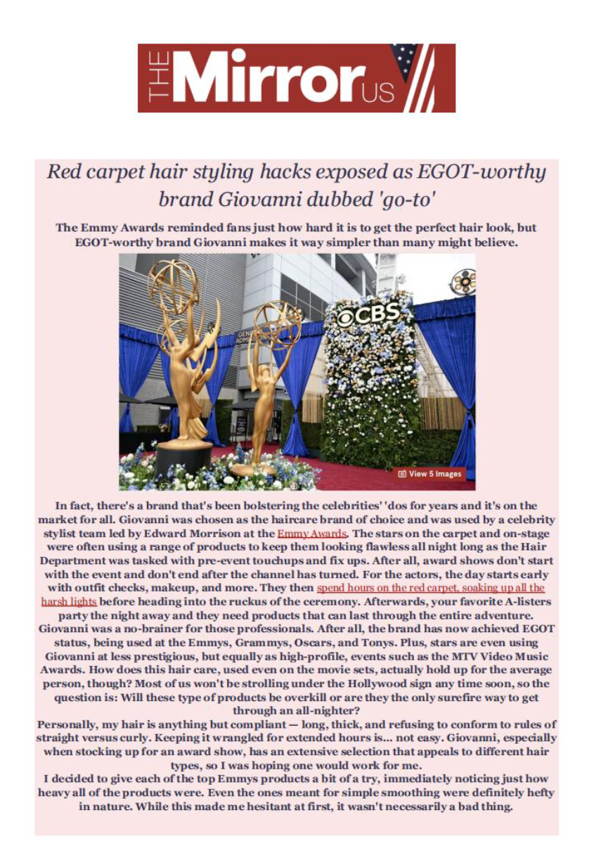 The Mirror- Red carpet hair styling hacks exposed as EGOT-worthy brand Giovanni dubbed 'go-to'