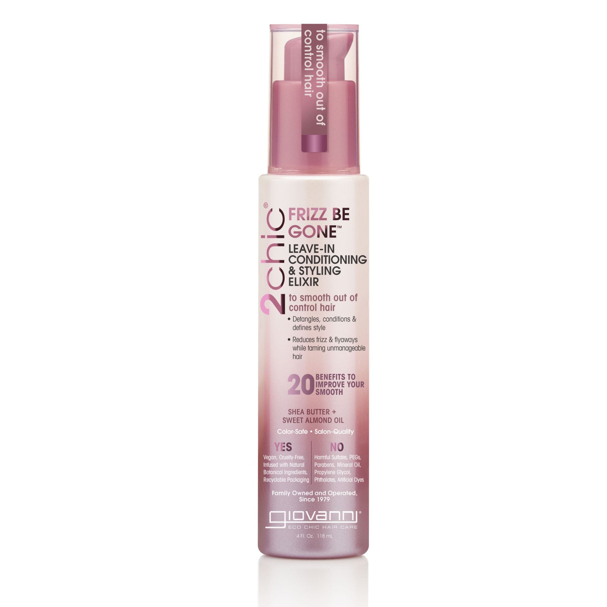 a bottle of Frizz Be Gone™ paraben-free leave-in conditioner