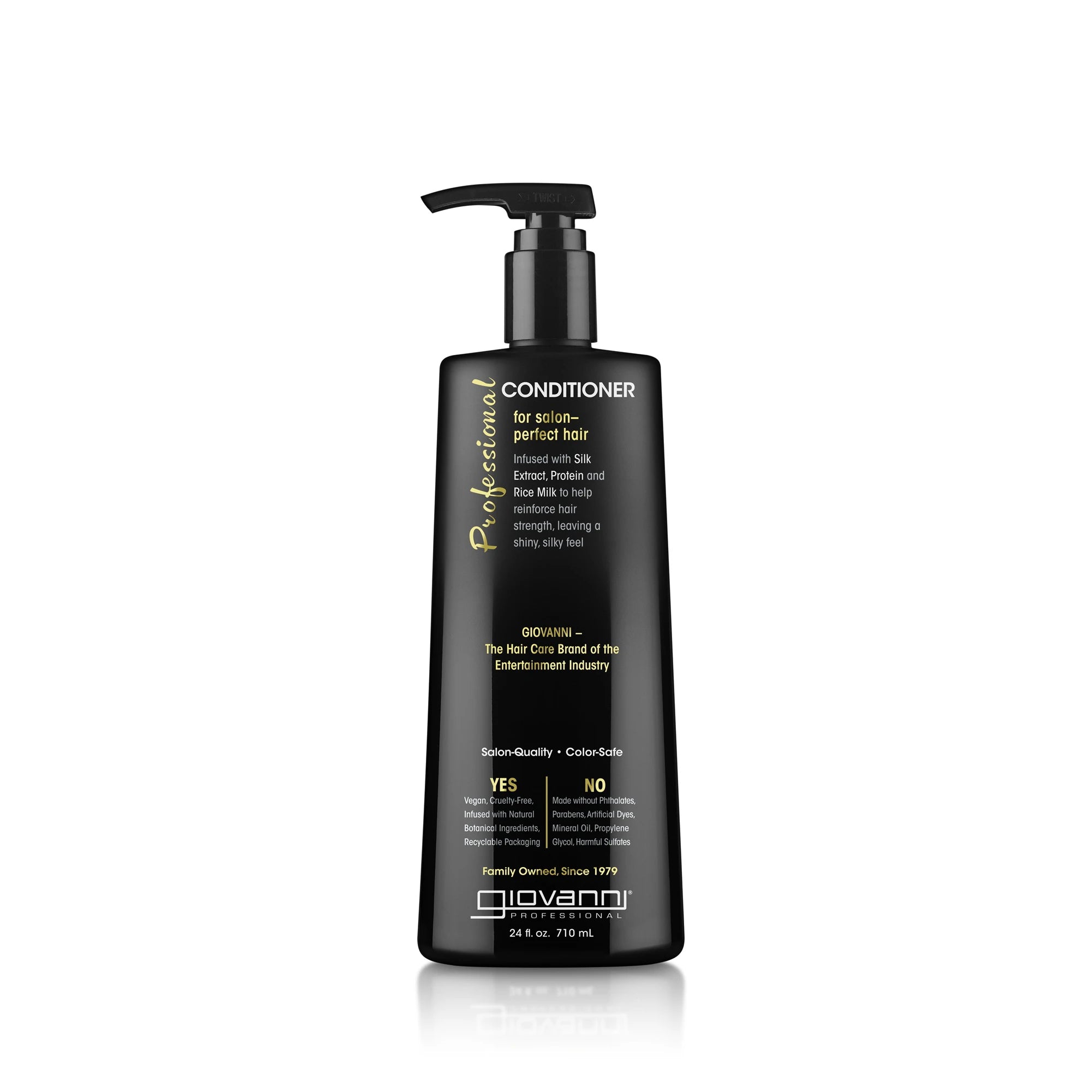 Giovanni Professional shampoo for salon-perfect hair, featuring gold and white text on a clean white background.