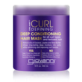 A purple container of Giovanni Cosmetics CURL HABIT™ Curl Defining Deep Conditioning Hair Mask, hydrating and defining all curl types and textured hair with nourishing coconut, jojoba, and shea oils.
