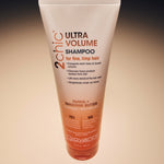 Image of 2chic Ultra Volume Shampoo from above with ombre background.