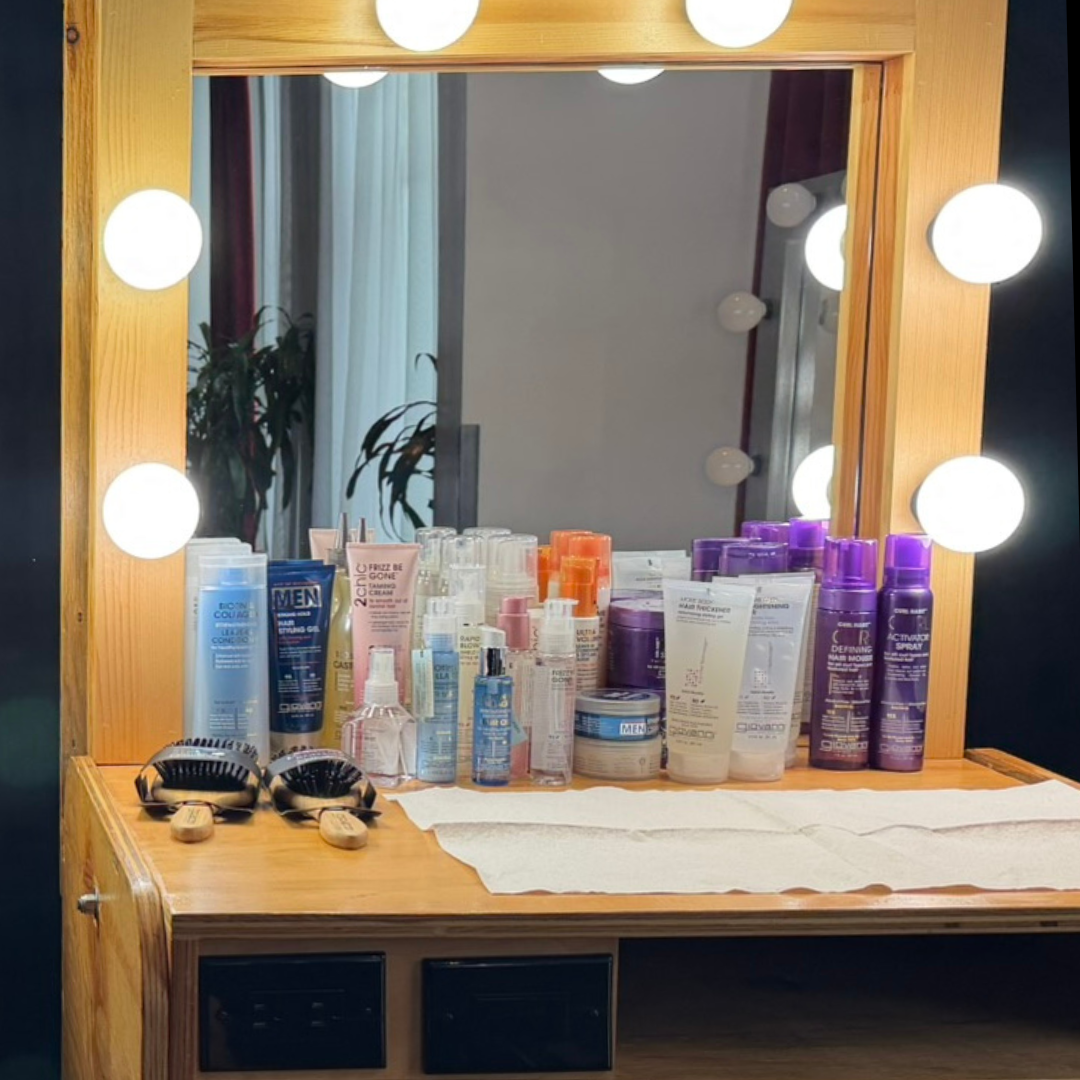 Makeup station with Giovanni Products on it.