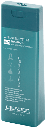 a bottle of giovanni wellness shampoo with chinese herbs