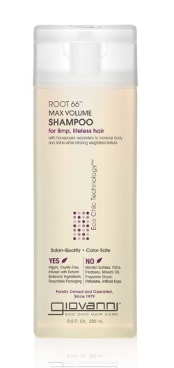 a bottle of ROOT™ 66 sulfate-free volumizing shampoo