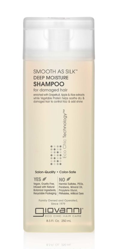 A bottle of Giovanni Smooth As Silk™ Deep Moisture Shampoo