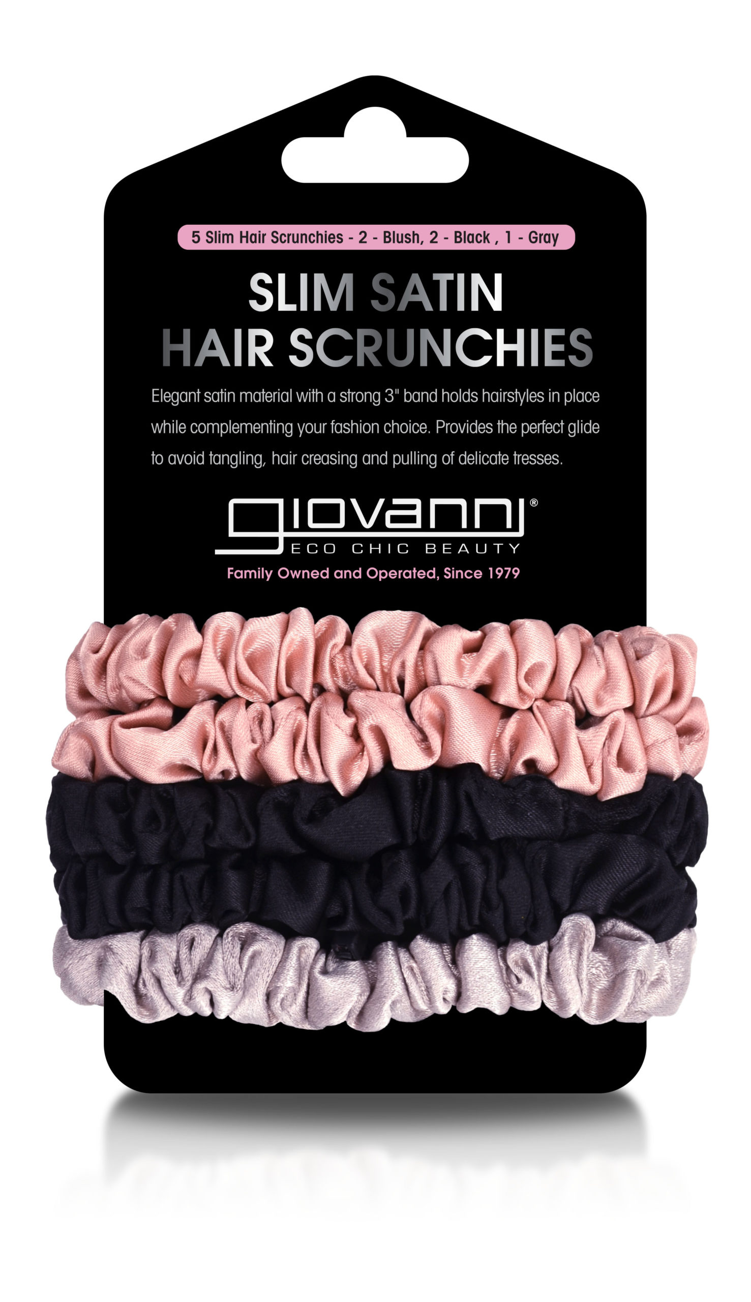 Slim Satin Hair Scrunchies (5-pack), Salon-Quality