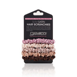 SLIM SATIN HAIR SCRUNCHIES (5 pack - Pink, Beige, Mauve, Copper, Dark Brown)